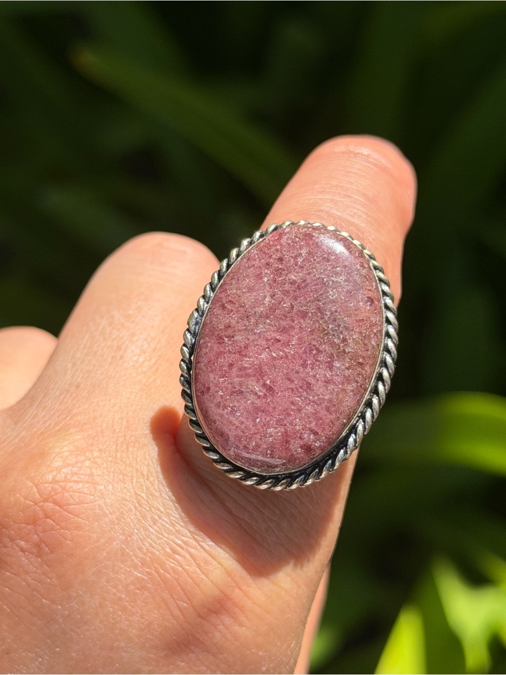SIZE 8 925 Silver Plated Pink Rhodonite Ring 2491 - Picture 8 of 8